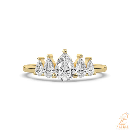 Five Stone Pear Diamond Engagement Ring
