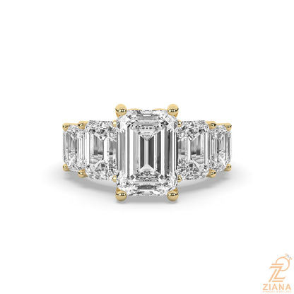 Emerald Cut Diamond Seven Stone Engagement Ring