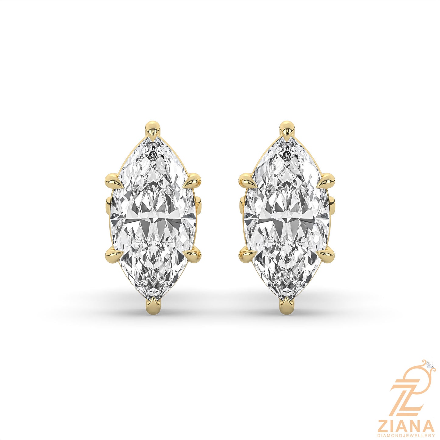 marquise cut solitaire diamond stud earrings