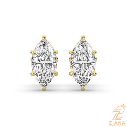Marquise Cut Solitaire Diamond Stud Earrings