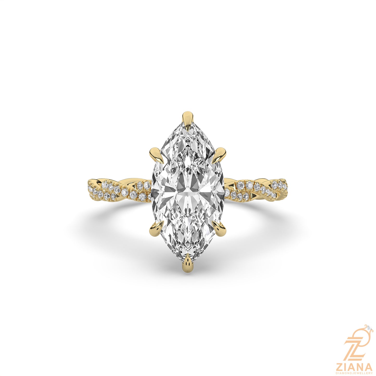 twisted marquise diamond engagement ring