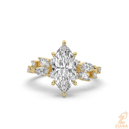 Marquise Diamond Floral Engagement Ring