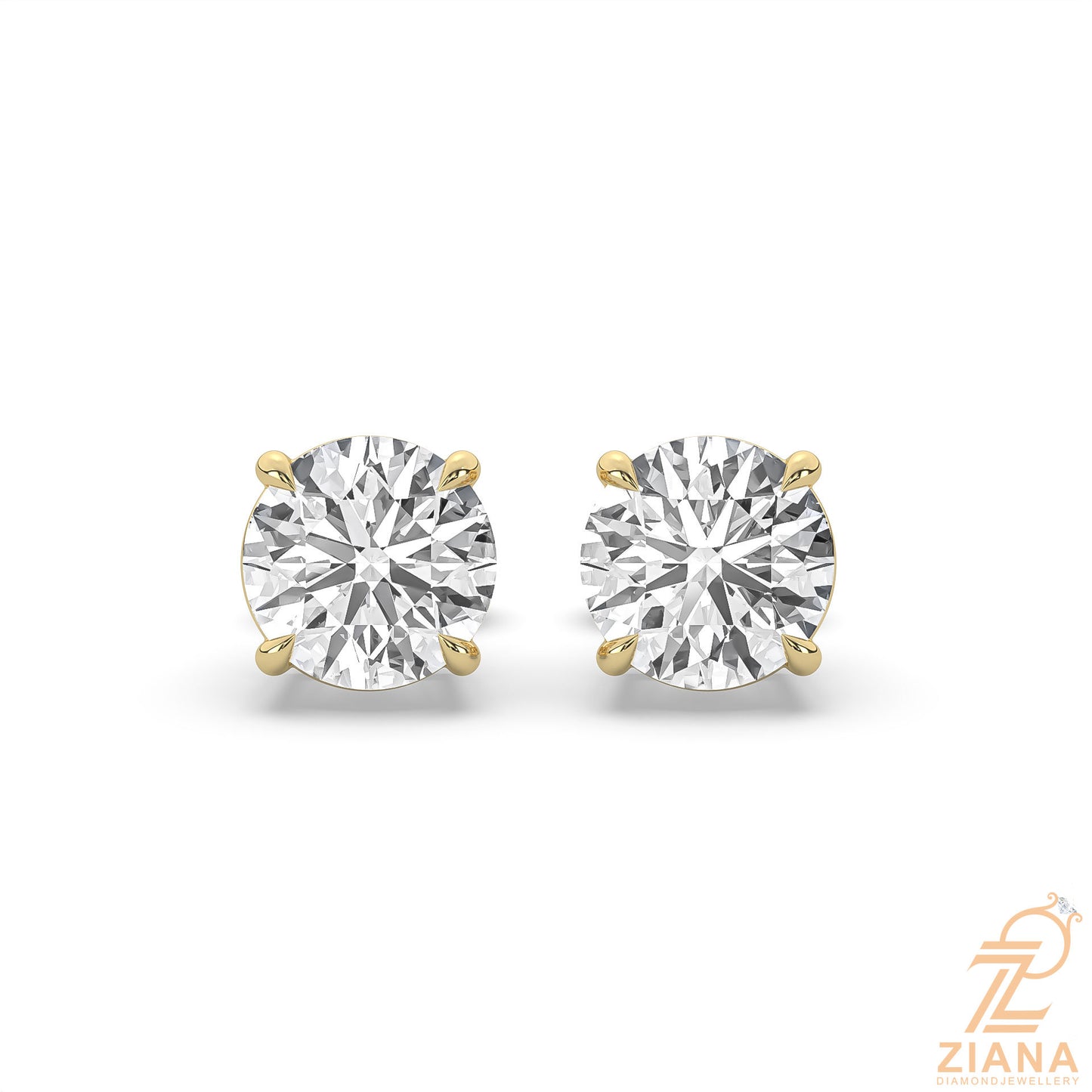 round brilliant solitaire diamond stud earrings