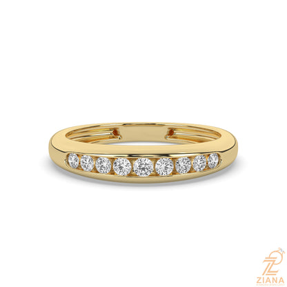 Round Cut Flush Set Diamond Wedding Band