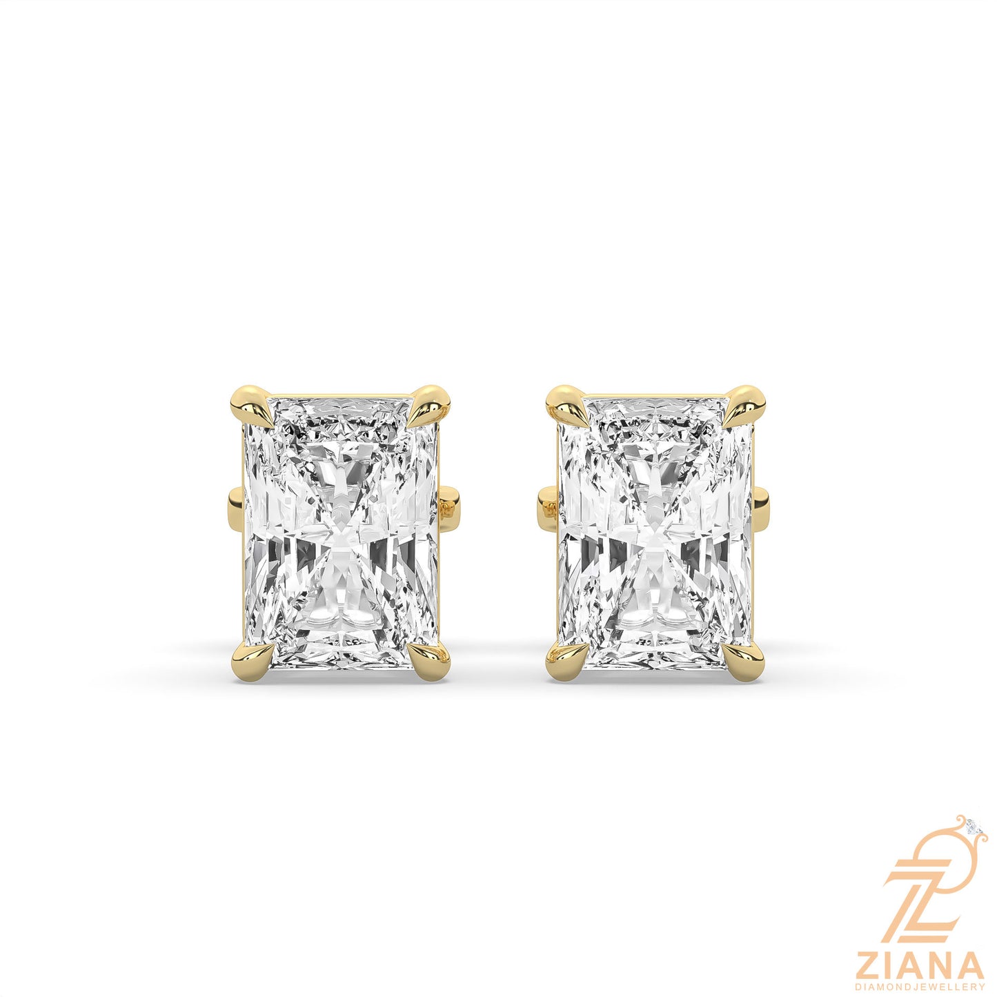 radiant cut solitaire diamond stud earrings