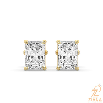 Radiant Cut Solitaire Diamond Stud Earrings