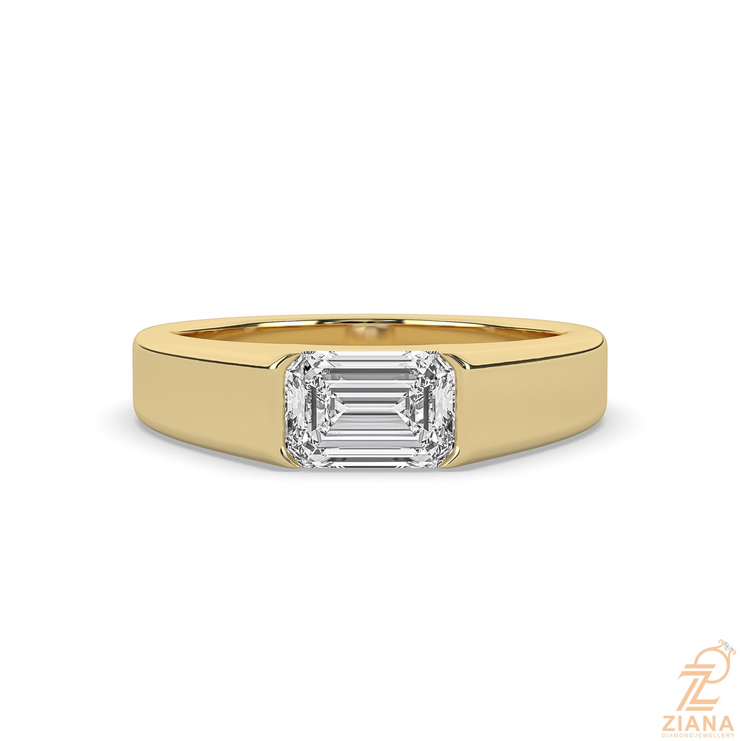 emerald cut solitaire signet ring