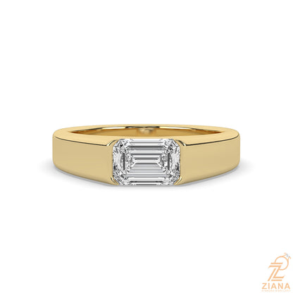 Emerald Cut Solitaire Signet Ring