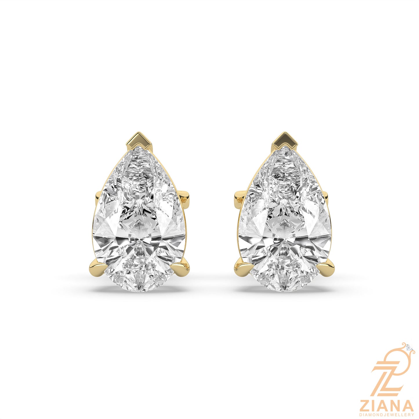 pear cut solitaire diamond stud earrings