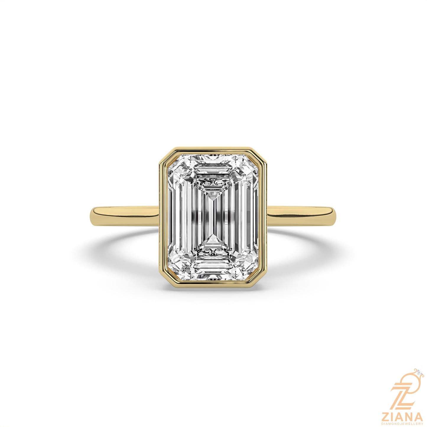 radiant cut bezel set solitaire engagement ring