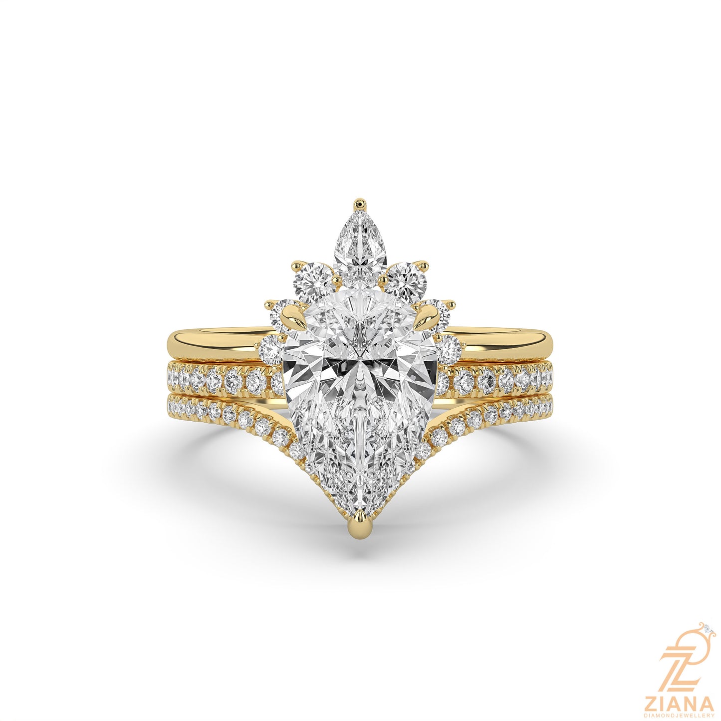 pear diamond engagement ring set