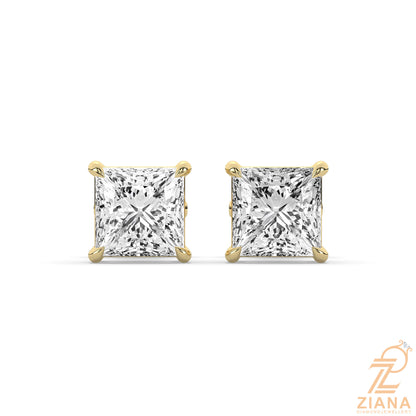 Princess Cut Solitaire Diamond Stud Earrings