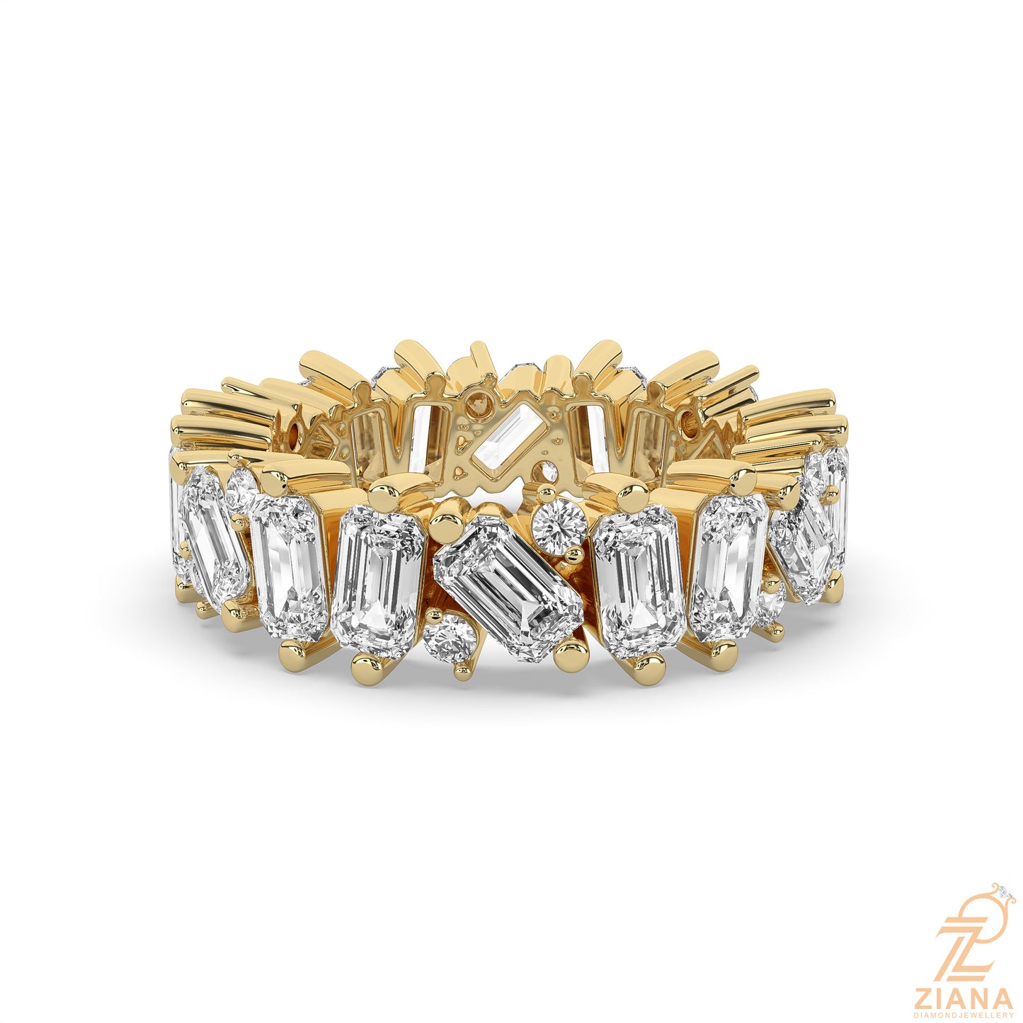 emerald cut diamond eternity ring