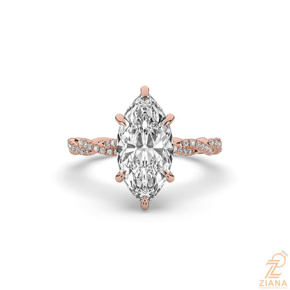 Twisted Marquise Diamond Engagement Ring