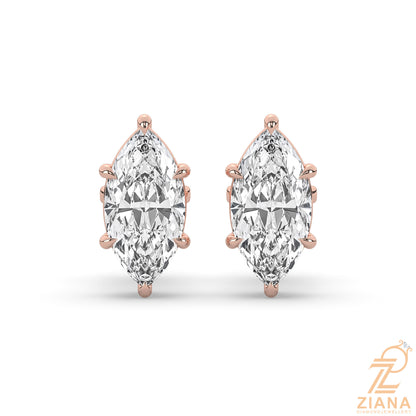 Marquise Cut Solitaire Diamond Stud Earrings