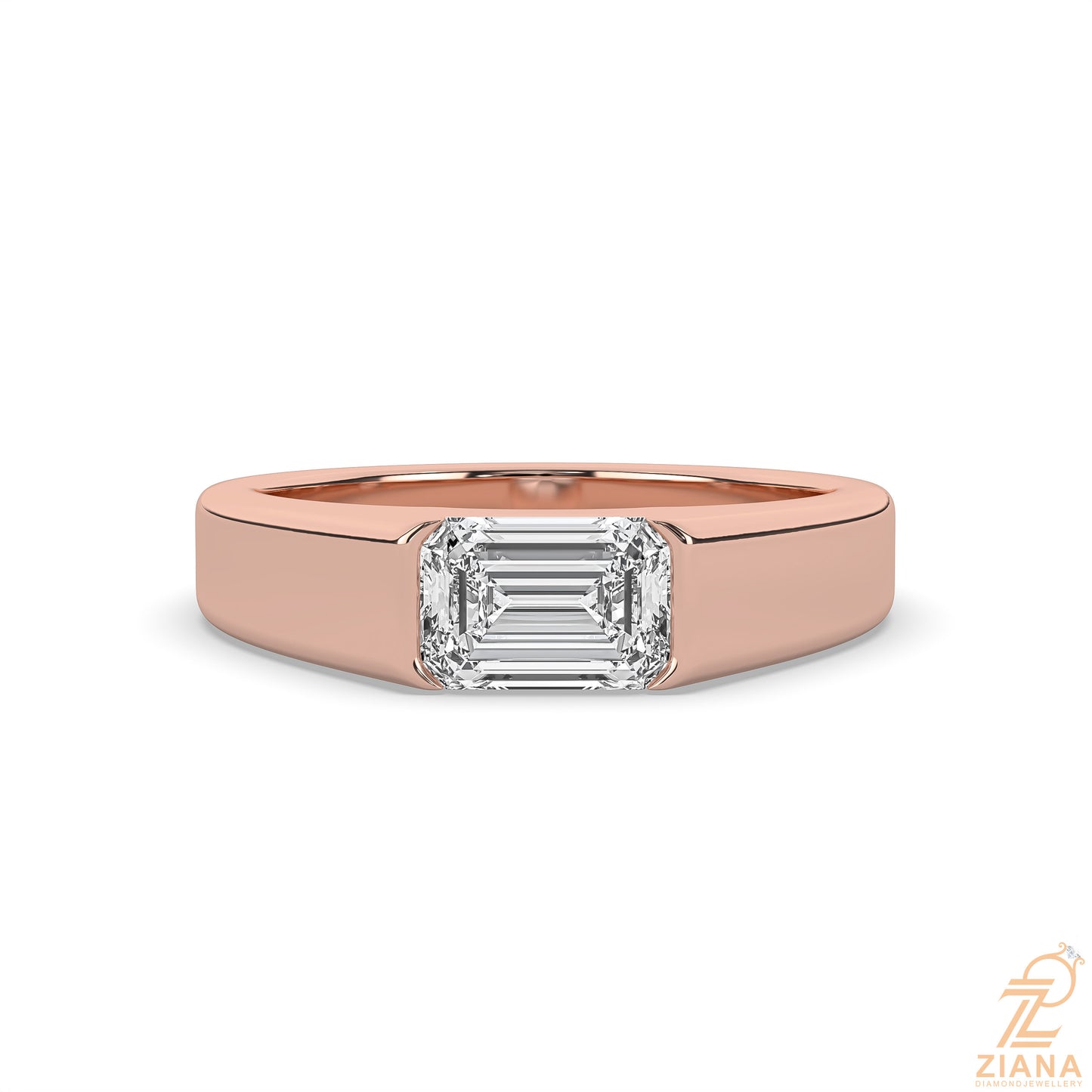 emerald cut solitaire signet ring
