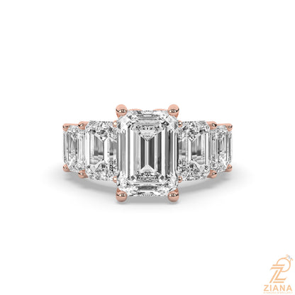 Emerald Cut Diamond Seven Stone Engagement Ring