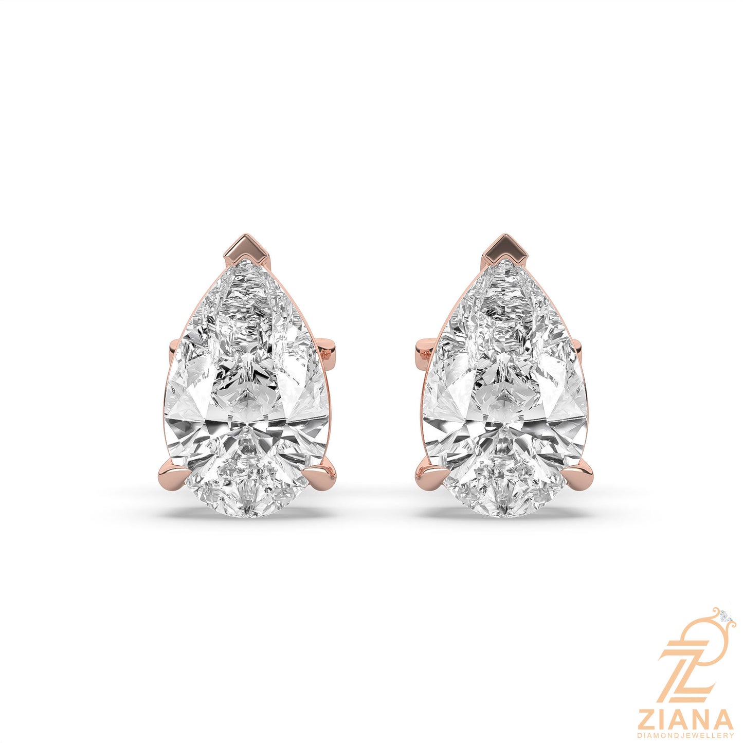 pear cut solitaire diamond stud earrings