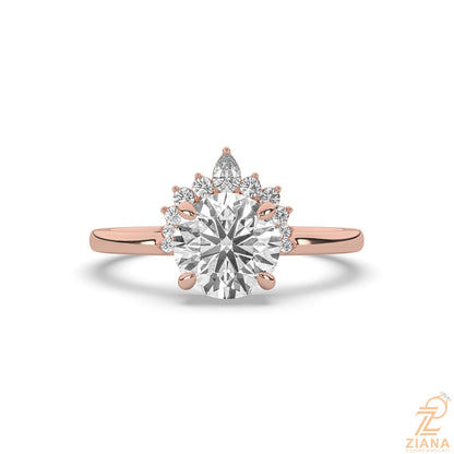 Round Brilliant Diamond Floral Halo Engagement Ring