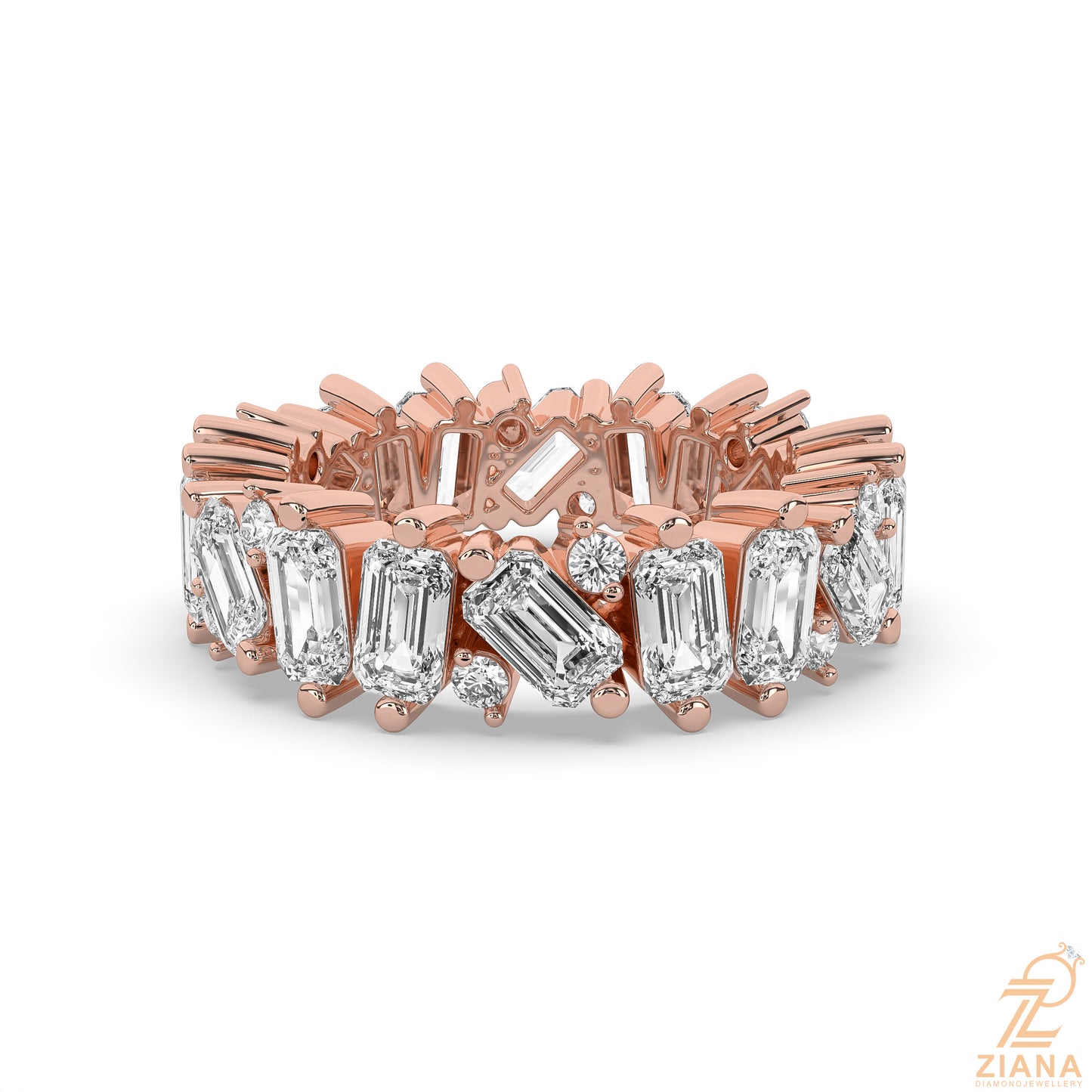 emerald cut diamond eternity ring