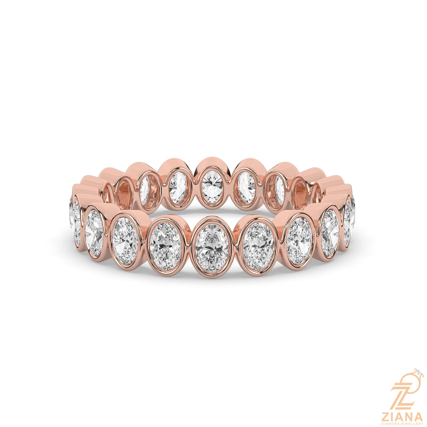 oval bezel set diamond eternity ring
