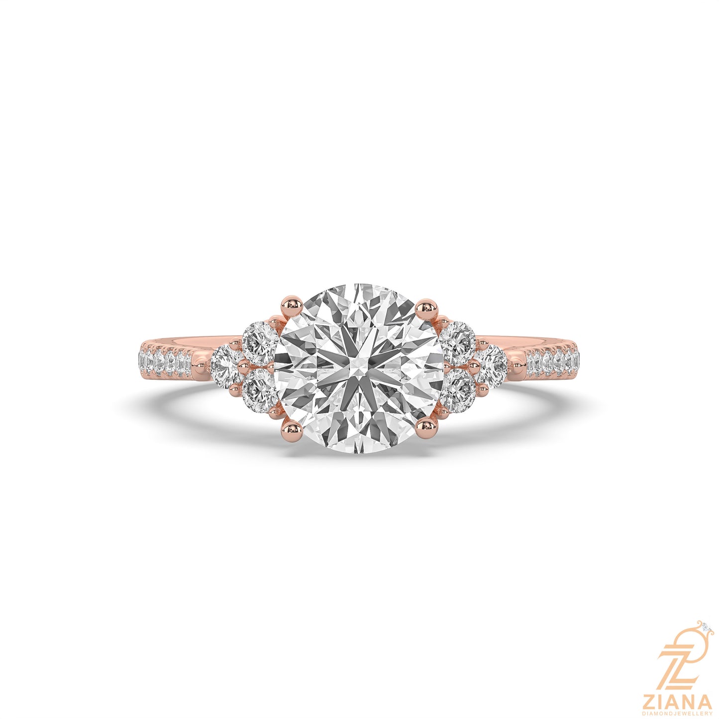three stone round diamond ring
