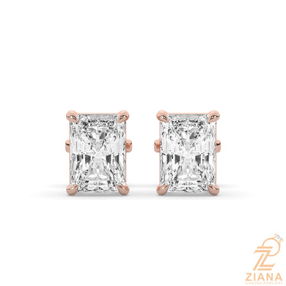 Radiant Cut Solitaire Diamond Stud Earrings