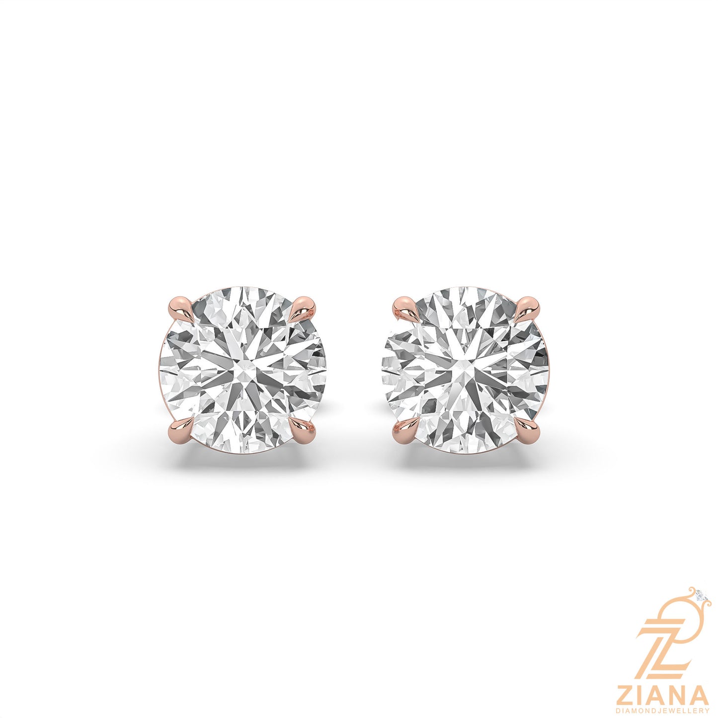 round brilliant solitaire diamond stud earrings