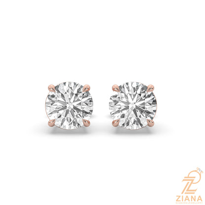 Round Brilliant Solitaire Diamond Stud Earrings