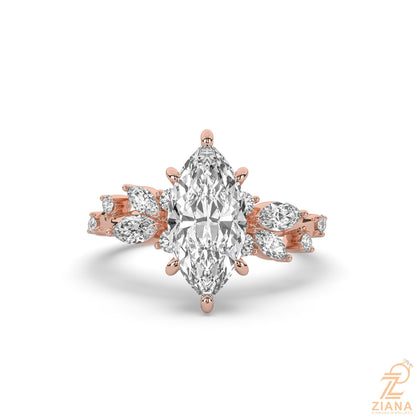 Marquise Diamond Floral Engagement Ring