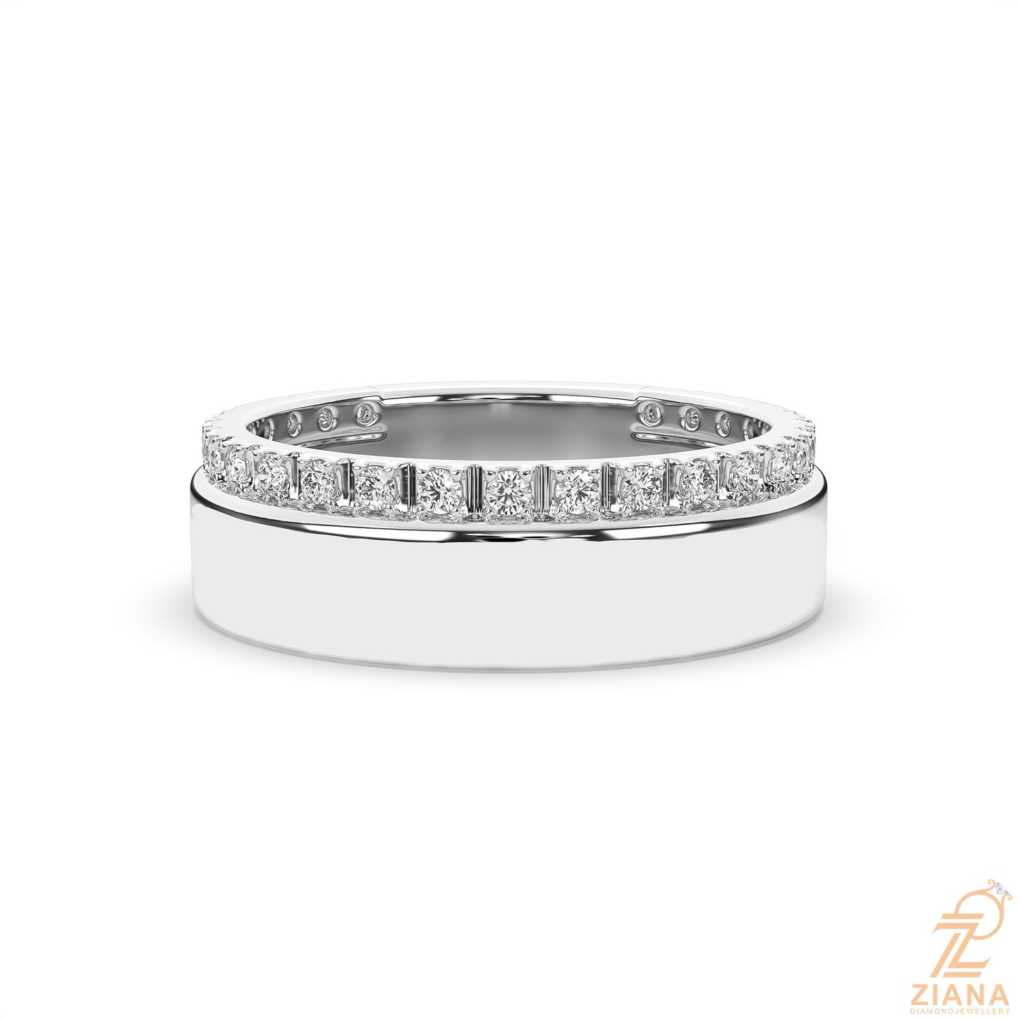 classic channel set diamond wedding band ring
