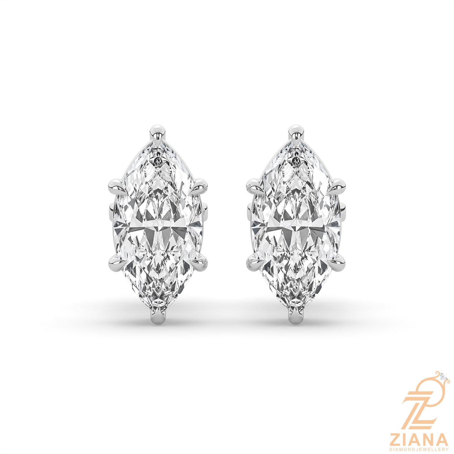 marquise cut solitaire diamond stud earrings