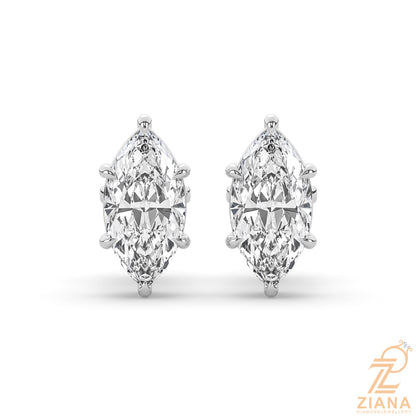 Marquise Cut Solitaire Diamond Stud Earrings