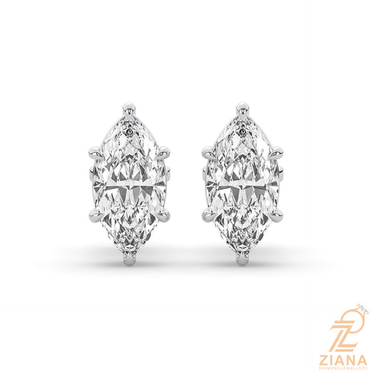Marquise Cut Solitaire Diamond Stud Earrings