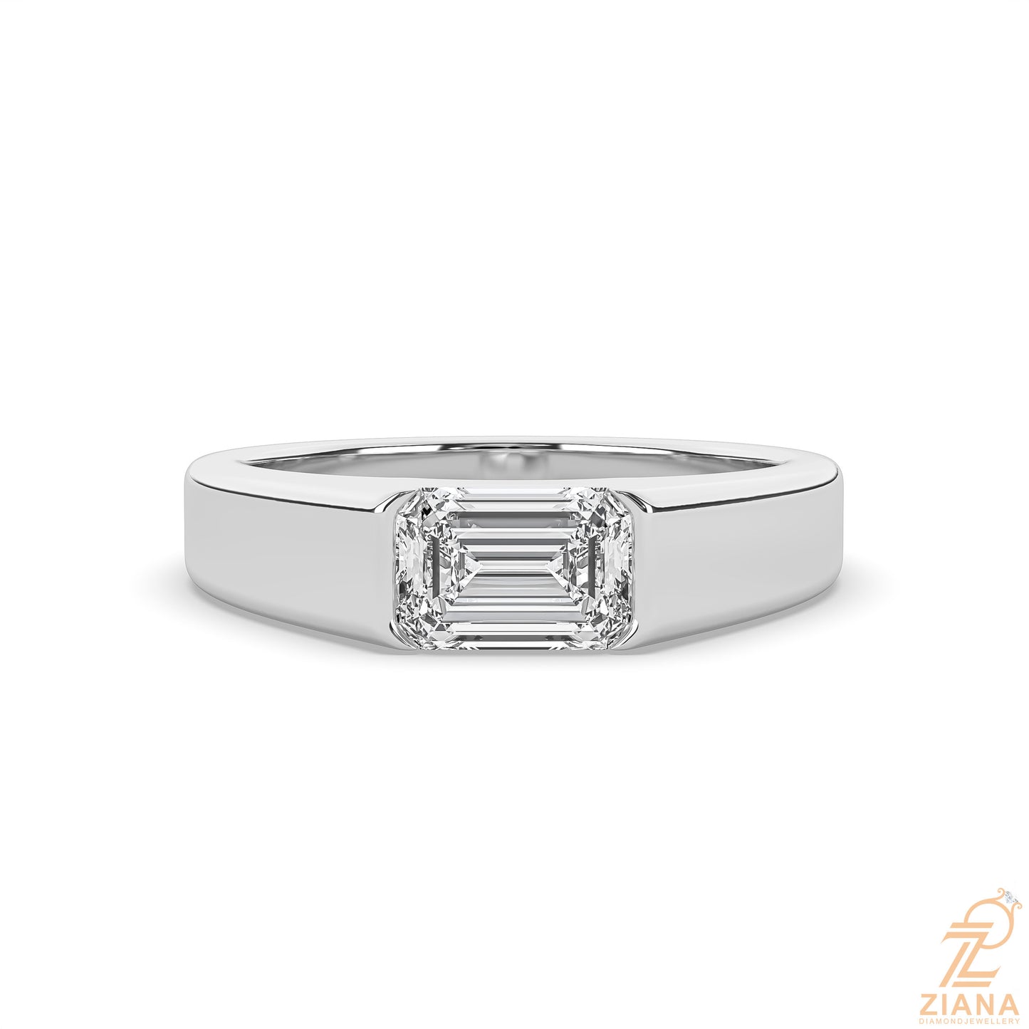 emerald cut solitaire signet ring