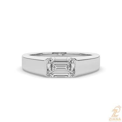 Emerald Cut Solitaire Signet Ring