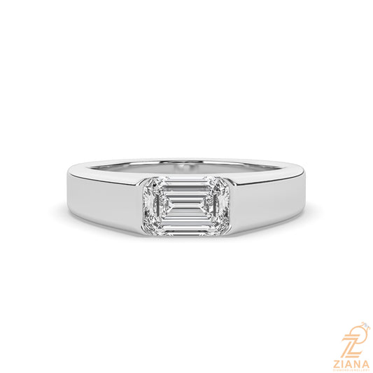 Emerald Cut Solitaire Signet Ring