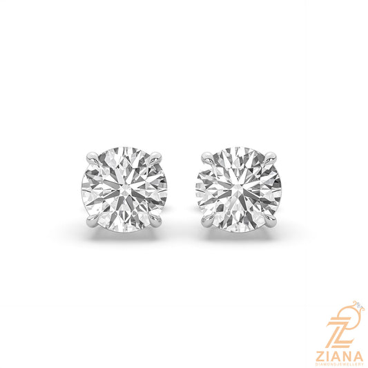 Round Brilliant Solitaire Diamond Stud Earrings