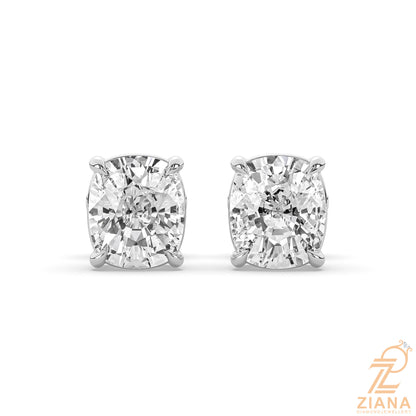 Cushion Cut Solitaire Diamond Stud Earrings