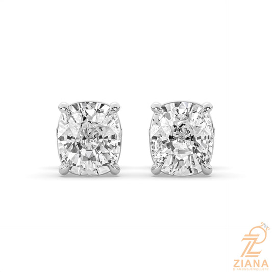 Cushion Cut Solitaire Diamond Stud Earrings