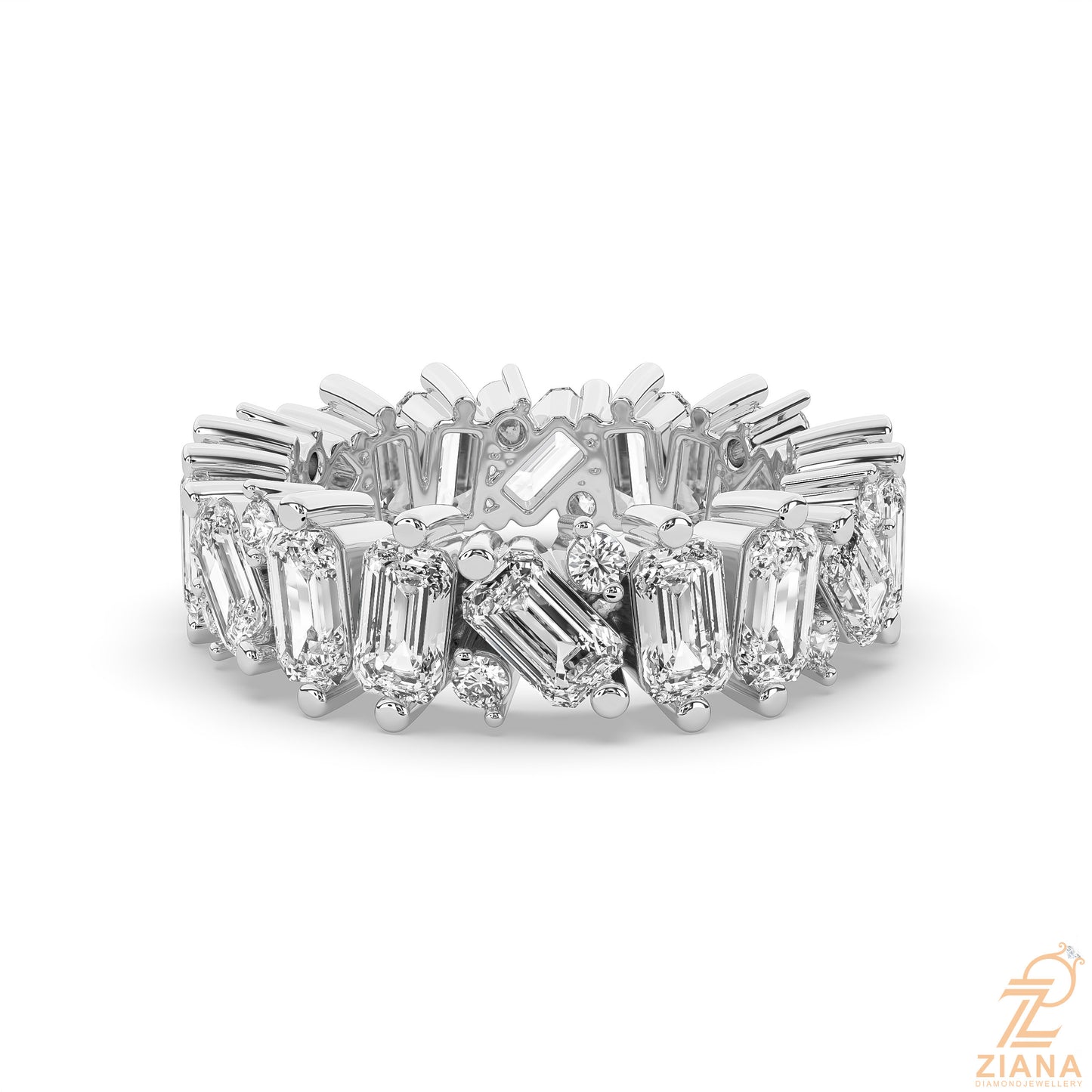 emerald cut diamond eternity ring