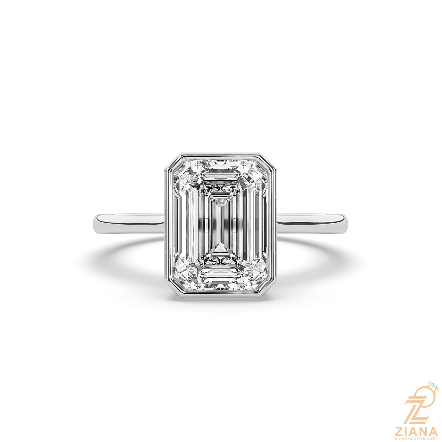 radiant cut bezel set solitaire engagement ring