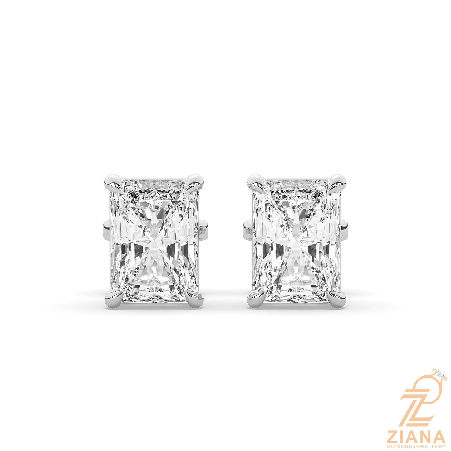 radiant cut solitaire diamond stud earrings