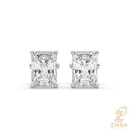 Radiant Cut Solitaire Diamond Stud Earrings
