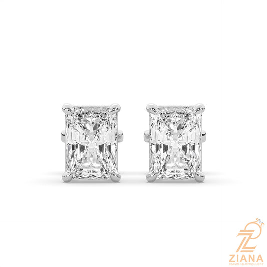 Radiant Cut Solitaire Diamond Stud Earrings