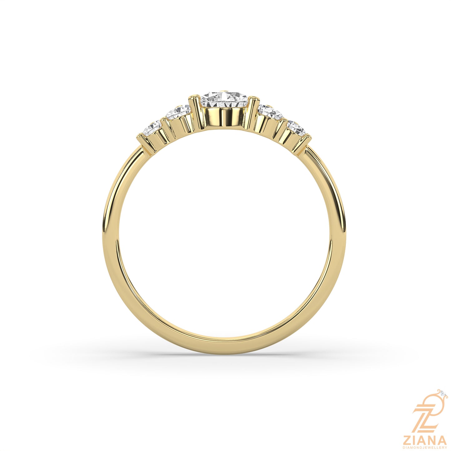 five stone pear diamond engagement ring