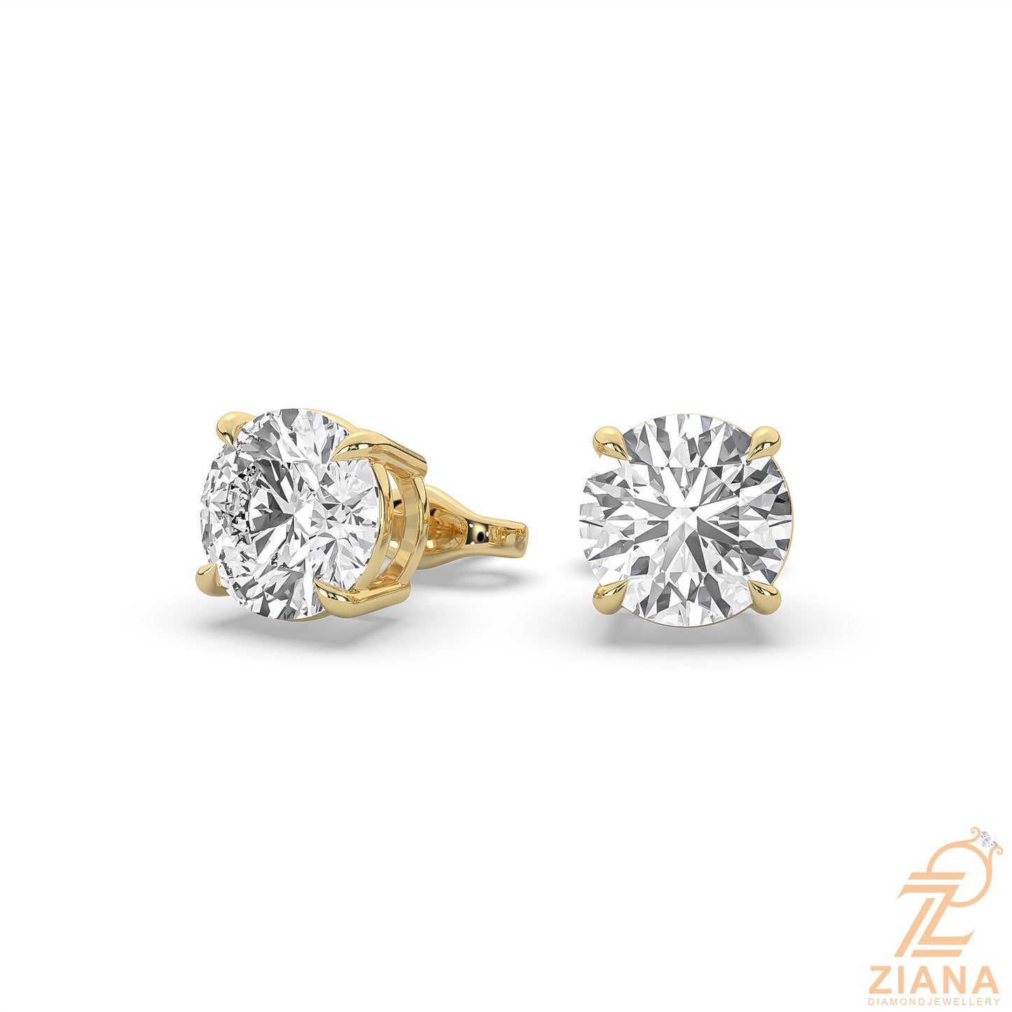 round brilliant solitaire diamond stud earrings