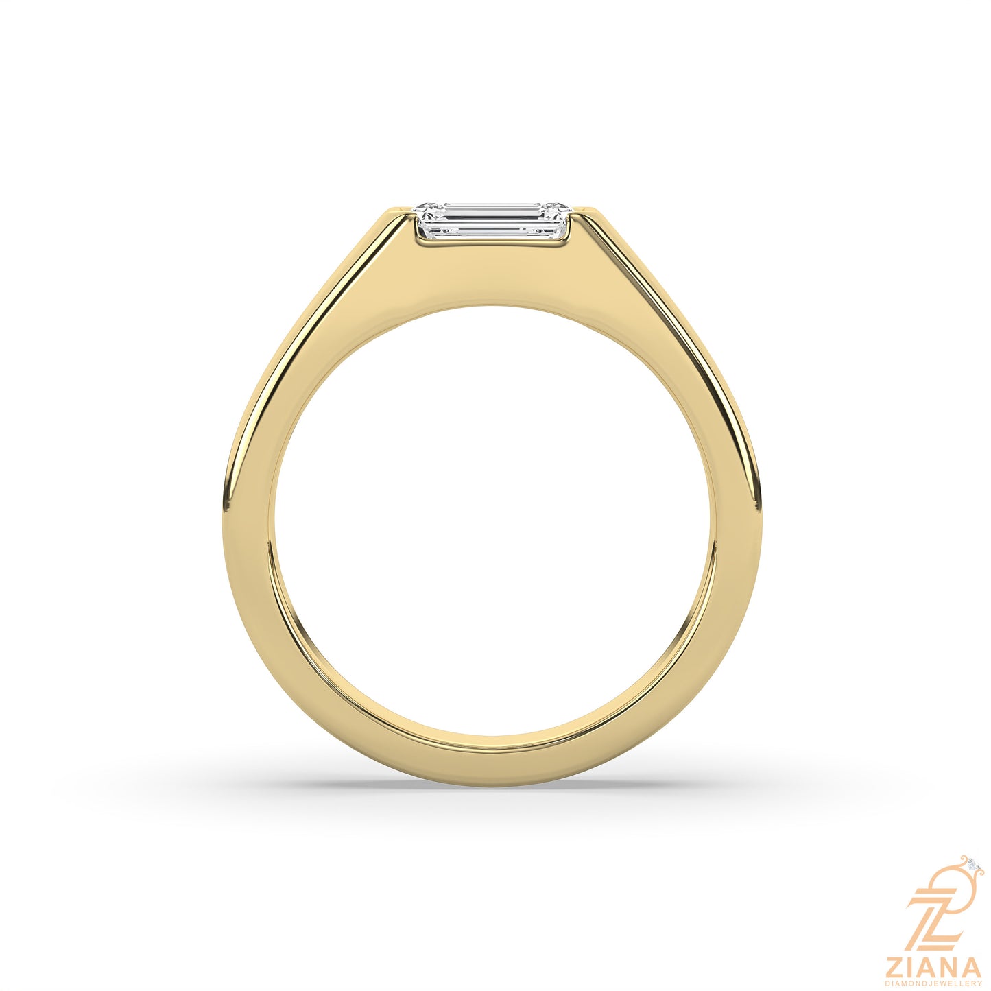 emerald cut solitaire signet ring