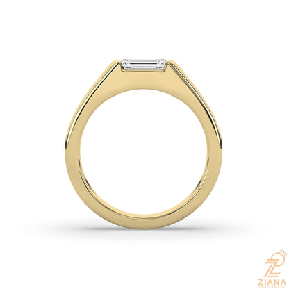 Emerald Cut Solitaire Signet Ring