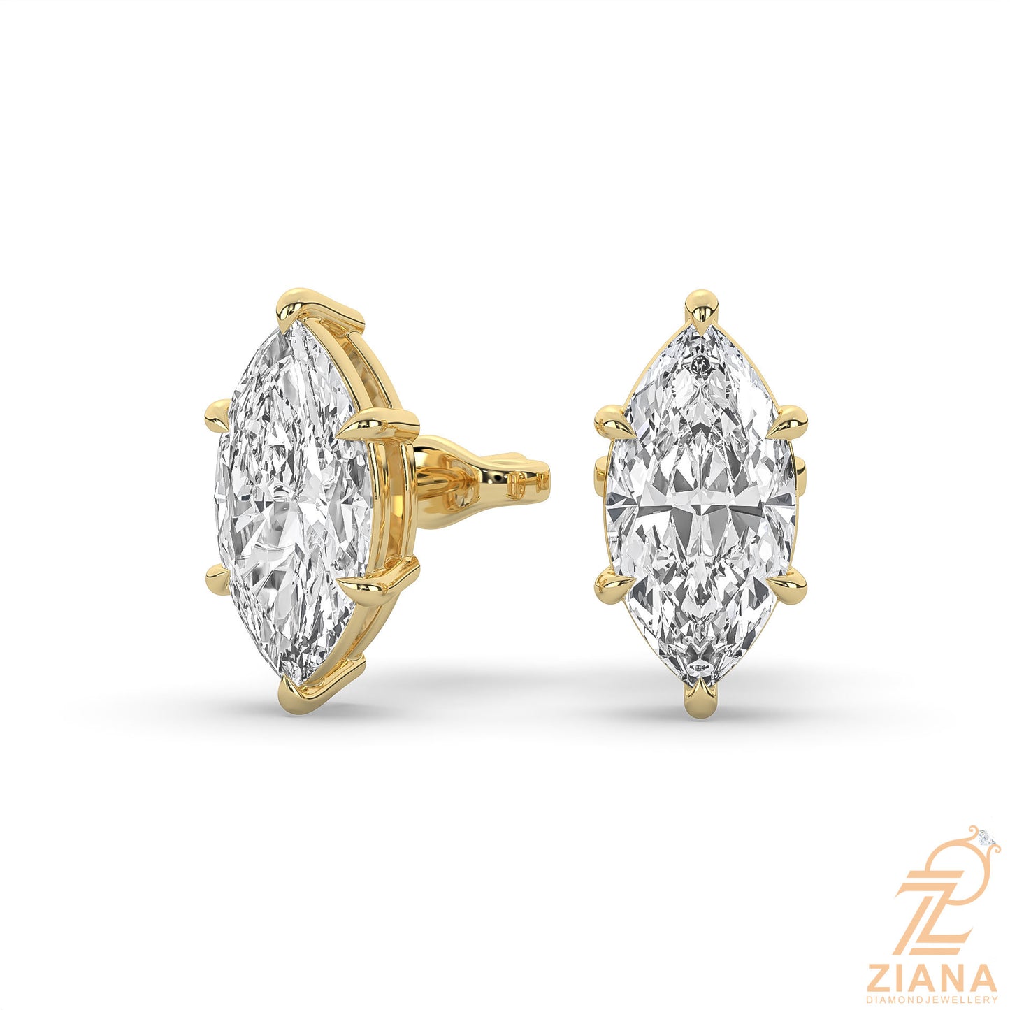 marquise cut solitaire diamond stud earrings